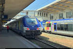 Gastaufnahmen aus Frankreich II:  Smartphone-Aufnahme von Steuerwagen 128 mit einer BB 26000 als Zuglok der Transport express régional TER Alsace (SNCF) als TER96222 von Basel SBB (CH) nach
