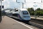 Nachschuss auf TGV Euroduplex 4708 am 20.08.2014 bei der Ausfahrt als TGV (Paris Est. - Zürich HB) aus Mulhouse Ville.