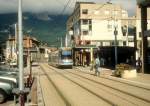 Grenoble TAG SL A (Alstom-TFS 2 2013) Avenue Aristide Briand / Place Louis Maisonnat im Juli 1988.