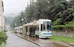 Saint-Étienne STAS Ligne de tramway / SL 4 (Motrice / Tw 912) Solaure (Terminus / Endst.) im Juli 1992. - Scan eines Farbnegativs. Film: Kodak Gold 200-3. Kamera: Minolta XG-1.
