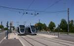 Tram Tisséo-5026 +Tisséo-5008(Citadis302 Alstom) an der Endhaltestelle Aéroconstellation der Ligne T1.