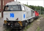 Sonntagsruhe für die Vossloh G2000 BB der Euro Cargo Rail (F) sowie der dahintergeparkten Gravita am Stolberger Bahnhof. Szenario bildlich festgehalten am 11.Sept.2016 vom Bahnsteig aus.