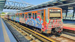 Metro Athen Linie 1 nach Kifissia in der Station Neratziotissa, 29.06.21.