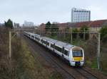 357 210 der c2c nach Shoeburyness kurz vor der Einfahrt in Southend East.