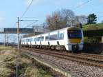 c2c -  Electrostar  357 225 nach Southend Central am 6.1.2014 in Leigh-on-Sea.