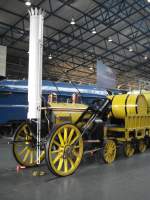 Diese Replika der Rocket von George Stephenson aus dem Jahre 1829 fr die Liverpool & Manchester Railway findet sich im National Railway Museum, York.