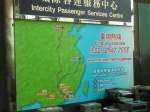 Der Plan, der von Hongkong aus bedienten Strecken in der Hung Hom Station. Hier fhrt nur ungefhr ein Fernzug in der Stunde und man muss 20 min vor der Abfahrt einchecken.