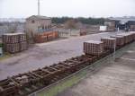 Container-Wagen am 16.02.2005 im Bahnhof Kilkenny.