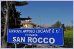Im Regionalzug von Milano nach Lecce. 4.Nacht in Potenza (08.04.2011)
In Potenza hat man die Wahl zwischen normalspuriger FS und schmalspuriger FAL Strecke durch die Stadt zu fahren. Die FAL steigt etwas steiler die Hgel hinauf und weist auch einige Halte mehr auf wie hier San Rocco.
