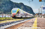 Nachschuss von einem ETR 170 bei der Durchfahrt, durch den Bahnhof Bolzano/Bozen.
Aufgenommen am 25.8.2017.