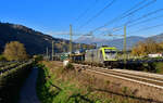 E 494 505 mit einem Autozug am 30.10.2024 bei Albes.