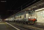 E.656 052 waits to run round at Verona P.N whilst working Inter City train 763, 2130 Bolzano-Roma T, 18 May 2013.