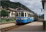 Der SSIF ABe 6/6 35  Verbano  als Regionalzug von Re nach Domodossola unterwegs beim Halt in Malesco.