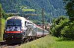 ÖBB 1216 020 mit EC 80 nach München Hbf am 03.08.2013 in Gossensaß gen Brenner 