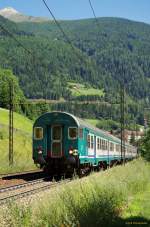 Regionalzug aus Merano nach Brennero am 01.08.2013 in Colle Isarco. 