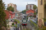 ADE22 verlässt am 03.04.2023 den Bahnhof Catania Borgo in Richtung Randazzo. 