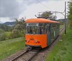 Triebzug 12 der Rittnerbahn (frher Esslingerbahn) auf der Fahrt von Klobenstein in Richtung Oberbozen.