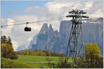 Kurz vor Oberbozen eröffnet sich das Panorama auf einen Teil der Dolomiten. (16.04.2016)