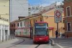 Venezia (Mestre), via Olivi - Lohr Translohr STE4-09 als eine Straßenbahn der Linie T1, 14.09.2014