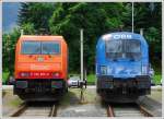 Linea 186 909 neben der Feuerwehr Lok 1116 250, am 6.6.2009 bei der Taurusparade in Villach.