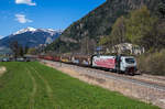 EU43 005 fährt mit dem BigMac bei Campo di Trens in Richtung Bozen, aufgenommen am 8.