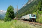 EU 43 + EU 43 + EU 43 der Rail Traction Company (RTC) mit Klv am 01.08.2013 in Colle Isarco gen Bolzano. 
