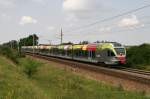 6.7.09 Sogar Sdtiroler Flirt Garnituren schaffen es auf die Nordbahn, Zwecks Messfahrten kamen der 155 006 und 155 003 nach sterreich. Die beiden Triebwagen fuhren als SPROB 96070 von Wien Westbahnhof nach Hohenau wo Standstrstrommessungen durchgefhrt wurden, danach begab sich das Bunte Doppel wieder zurck nach Hernals um auf die nchsten Messfahrten zu warten.