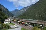 Italien Südtirolbahn ETR 170 als Regionalzug Fortezza/Franzensfeste nach San Candino/Innichen in nähe der Franzensfeste, Fotostandpunkt ist übrigends ein Alter Italienischer Bunker aus dem Zweitem Weltkrieg 15.09.2014