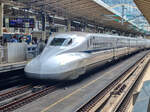 Ein Tokaido-Sanyo Shinkansen erreicht den Bahnhof Tokyo.