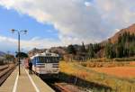 Endstation Tadami in Herbstfarben mit dem beiden Triebwagen KIHA48 Nr.1533 und 545. Leider ist hier die Fahrt zu Ende, da die Fortsetzung der Strecke durch die entfesselten Naturgewalten im Sommer 2011 zerstört wurde. 1.November 2015. 