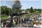 Die slowenische Dampflok 06 018 gebaut von Borsig, fährt mit einem Sonderzug von Celje nach Imeno.