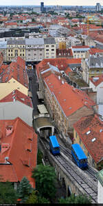 Am Fuße des Lotrščak-Turms von Zagreb (HR) wandert der Blick nach unten auf die Uspinjača (Standseilbahn), die seit mittlerweile 130 Jahren (Eröffnung 1893) rauf und runter fährt.

🧰 Zagrebački električni tramvaj (ZET)
🕓 31.8.2022 | 16:52 Uhr