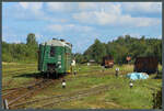 Über alte Gleise schwankt der von TU7A 2994 gezogene kurze Zug nach Alūksne am 01.09.2024 durch den Bahnhof Gulbene. Hier treffen Schmalspur und Breitspur aufeinander. An einer Schiene war das Produktionsjahr 1879 zu erkennen.