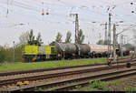 Lok 213 (92 82 0001 508-1 L-ATLU | MaK G 1206) der Alpha Trains Group S.à r.l., vermietet an die Infraleuna GmbH, rangiert mit Kesselwagen im südlichen Gleisvorfeld des Bahnhofs