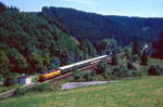 CFL 1814 mit einem Zug nach Troisvierges bei Maulusmhle Boxhorn, 19.08.1989, N1723.