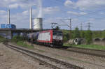 CFL 4008 befördert einen Kesselwagenzug auf der Saarstrecke in Richtung Saarbrücken. Bahnstrecke 3230 Saarbrücken - Karthaus bei Bous Saar. 09.05.2017