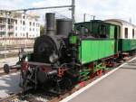 Dampflok N 8 im Bahnhof Ptange am Bahnsteig von der Museumsbahn  Train 1900 , kurz vor der Abfahrt in Richtung Fond de Gras.