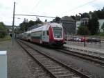 Der Regionalzug aus Luxemburg luft am 01.09.07 im Endbahnhof Wiltz  ein. 