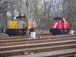 Dieselloks 6414 und 6513 genieen Sonntagsruhe im Bahnhof Sittard am 27. Mrz 2011