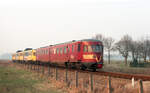 NS 25 und 163 als Zug 7851 (Apeldoorn - Winterswijk bei Vorden am 17.02.1984.