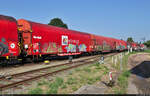 Schiebeplanenwagen der Novelis Inc. mit der Bezeichnung  Shimmns <sup>207</sup> , eingereiht im täglichen Aluminiumzug von Nachterstedt nach Magdeburg-Rothensee und aufgenommen im Bahnhof Aschersleben an der Oststraße.

🧰 On Rail Gesellschaft für Eisenbahnausrüstung und Zubehör mbH
🕓 3.7.2021 | 9:02 Uhr