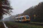 Lint 25 von Syntus mit Regionalzug 31241 Zutphen-Oldenzaal bei Almen am 19-11-2012.