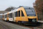 Lint-Triebwagen 37 von Syntus mit Regionalzug 30847 Zutphen-Winterswijk auf Bahnhof Ruurlo am 19-11-2012.

