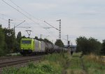 119 007-2 von RheinCargo zieht die 145 086-5 ebenfalls von RheinCargo und einen Kesselzug am 11.August 2016 bei Thngersheim in Richtung Gemnden(Main).