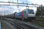 Railpool 185682 Cargolink fhrt am 11.06.2012 in Hamar mit einem  Gterzug in Richtung Oslo aus.