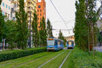 Straßenbahn Strømmen /Duewag SL79 #130 der Linie 19 am 30.08.2021, Prinsens gate, Oslo.