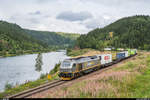 CargoNet Di 12 002 mit Güterzug Bodø - Trondheim am 2. September 2019 zwischen Skonseng und Mo i Rana.
