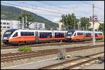 2 5022 warten nördlich der Bahnsteige in Graz auf  Ihre nächsten Einsätze.