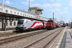 Anlässlich der FIS Alpine WM in Schladming 2013 gestaltete die ÖBB den Railjet 49 als  Längste Flagge Österreichs 
Am 26.7.2013 steht die Garnitur, noch  verkehrt  mit dem Triebfahrzeug Richtung Wien, in Graz Hbf unter dem ehemaligen Stellwerk und wartet auf die Abfahrt.