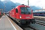 Am 02.07.2018 stand 1216 014 (E 190 014) mit dem abendlichen REX 1829 (Innsbruck Hbf - Bozen) auf Gleis 41 im Startbahnhof und wartete auf die Ausfahrt in Richtung Brenner.